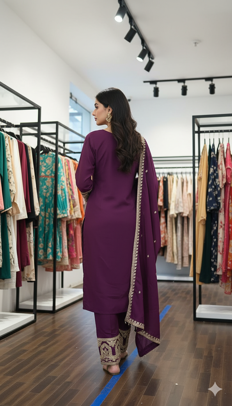 SF| Shimmer Suit | Pure Zardozi & Contrast Chiffon Dupatta