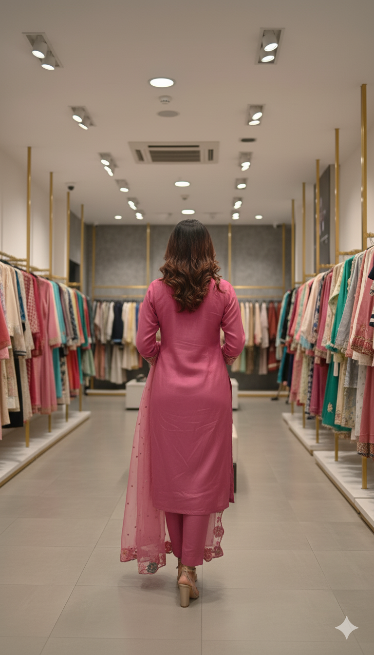 SF | wedding guest georgette suit set with net dupatta – position print