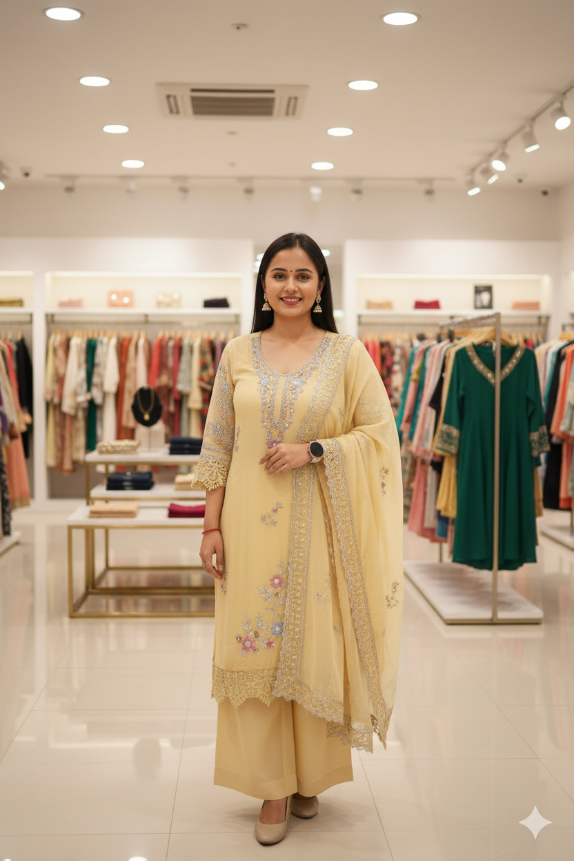 SF | Shimmer Sharara Suit | Gotta Patti & Crushed Dupatta